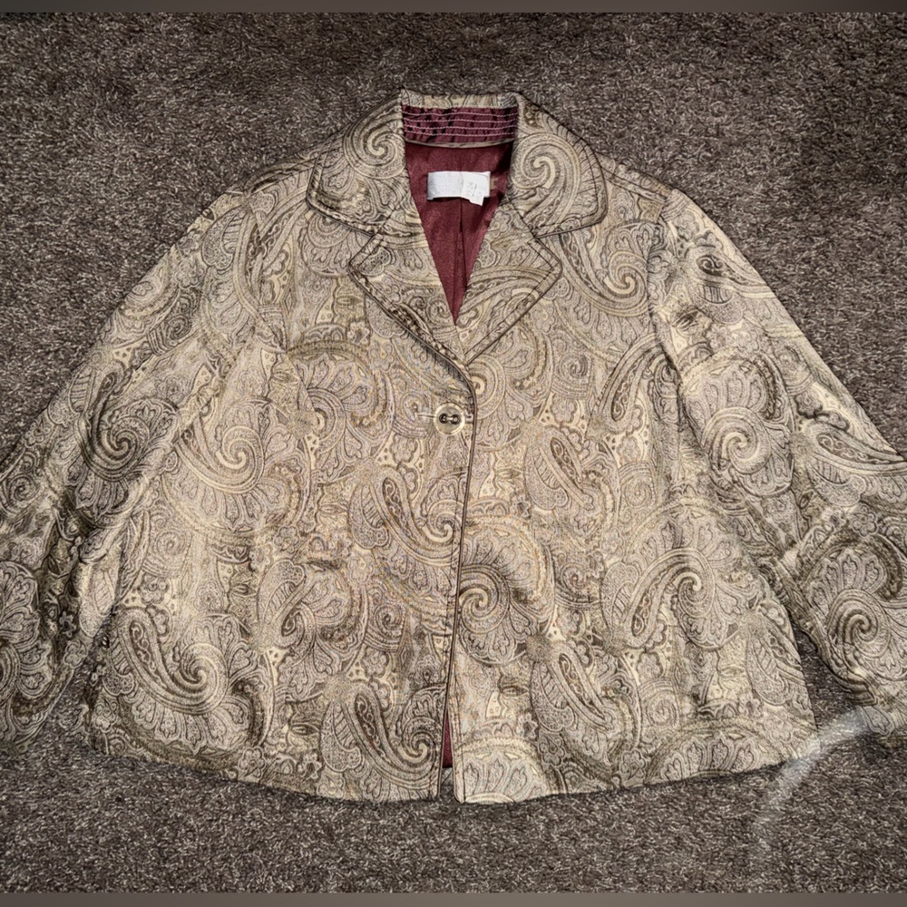 Badgley Mischka Beige Paisley Blazer